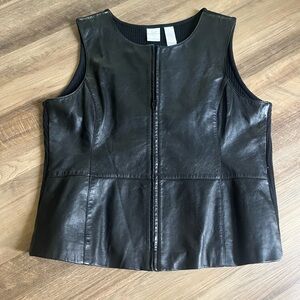 Liz Claiborne Sleek Black Leather Vest